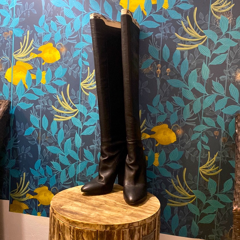Over the Knee black leather heeled boots! Aldo - Women’s size 9